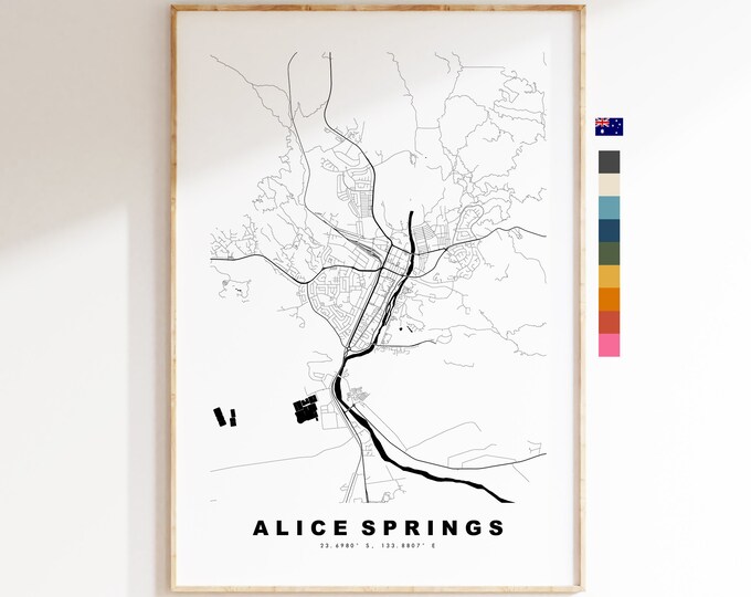 Alice Springs Map Print - City Map Poster - Map Wall Art - Australia City Maps - Alice Springs Print - Poster - Minimalist City Map