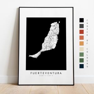 Fuereventura Karte Print - Kanarische Inseln Karte Poster - Kartenkunst - Karte Wandkunst - Fuereventura Stadtplan - Print - Poster - Wandkunst - Karte - Geschenk
