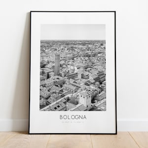Bologna City Poster Print - Black and White Minimalist City Print - Coordinates - Bologna Poster - Bologna Art Print - Bologna Print - Italy