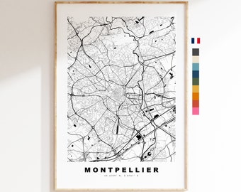 Montpellier Map Print - City Map Poster - Map Wall Art - France City Maps - Montpellier Print - Montpellier Poster - Minimalist City Map