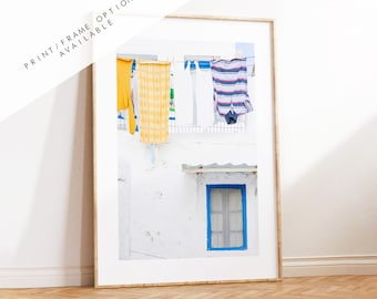 Clothesline Print - Greece - Print - Poster - Santorini Photography - Greece Wall Art - Clothesline Photography Print - Clothesline Art