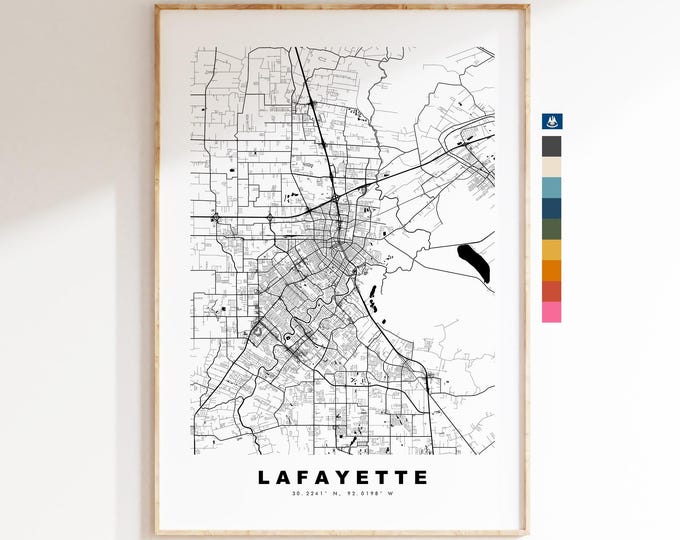 Lafayette Map Print (Louisiana) - City Map Poster - Map Art - USA City Maps - Lafayette Print - Poster - Minimalist City Map - Louisiana