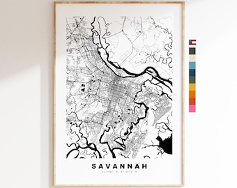 Savannah Map Print - City Map Poster - Map Art - USA City Maps - Savannah Print - Savannah Poster - Minimalist City Map - Georgia