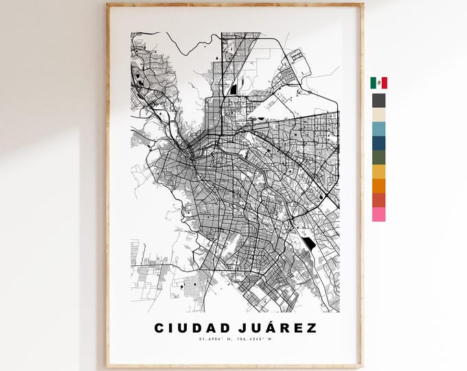 Ciudad Juarez Map Print - City Map Poster - Map Art - Map Wall Art - Mexico City Maps - Ciudad Juárez Print - Poster - Minimalist City Map