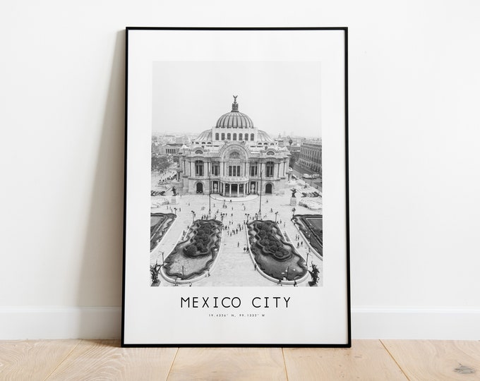 Mexico City Poster Print - Black and White Minimalist City Print - Coordinates - Mexico City Poster - Mexico Art Print - Mexico Decor - Gift