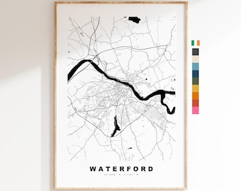 Waterford Map Print - City Map Poster - Map Art - Ireland City Maps - Waterford Print - Waterford Poster - Minimalist City Map - Port Láirge