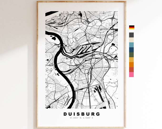 Duisburg Map Print - City Map Poster - Map Wall Art - Germany City Maps - Duisburg Print - Duisburg Poster - Minimalist City Map - Germany