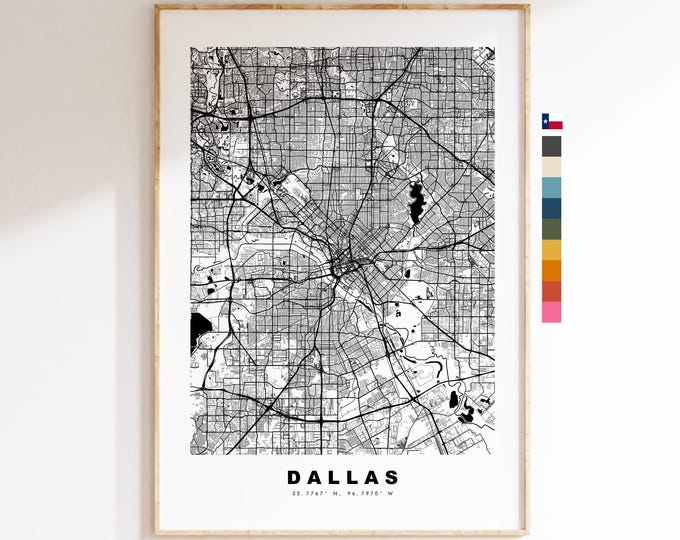Dallas Map Print - City Map Poster - Map Art - USA City Maps - Dallas Print - Dallas Poster - Minimalist City Map - Texas