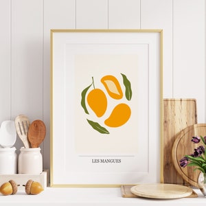 Les Mangues Print - French Mangues Poster - Mango Wall Art - Mango Print - French Food Posters - Fruit Illustration - Kitchen Art - Gift