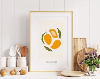 Les Mangues Print - French Mangues Poster - Mango Wall Art - Mango Print - French Food Posters - Fruit Illustration - Kitchen Art - Gift