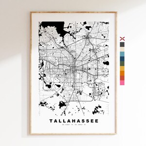 Tallahassee Stadsplattegrond Print - kaartprint - kaartkunst - prints of ingelijste prints - minimalistisch - Verenigde Staten
