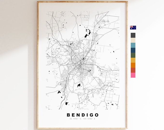 Bendigo Map Print - City Map Poster - Map Wall Art - Australia City Maps - Bendigo Print - Bendigo Poster - Minimalist City Map - Australia