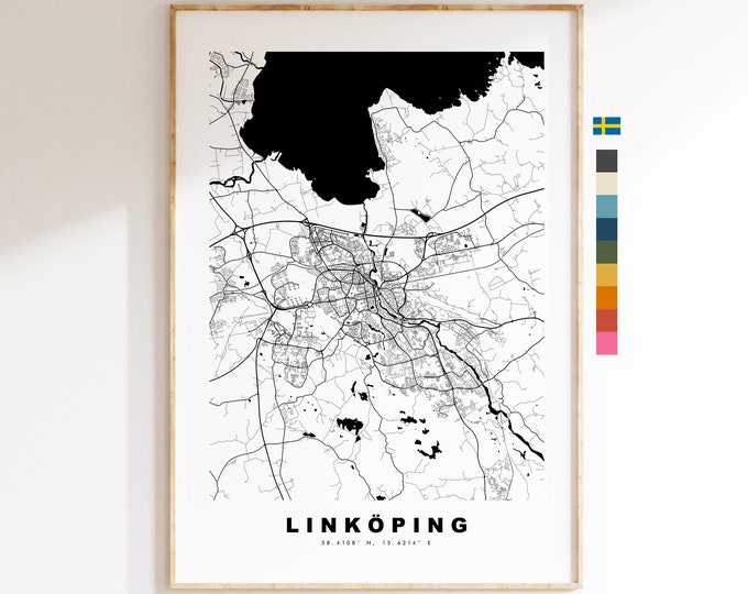 Linkoping Map Print - City Map Poster - Map Wall Art - Sweden City Maps - Linköping Print - Linköping Poster - Minimalist City Map - Sweden