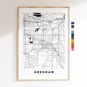 Gresham Carte de la ville Imprimer - impression de carte - art de la carte - estampes ou impressions encadrées - États-Unis