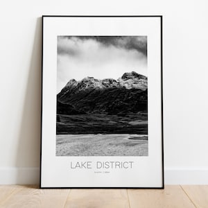 Lake District Poster Print - Black and White Minimalist Print - Coordinates - Lake District Poster - UK Art Print