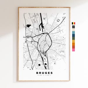 Bruges Map Print - City Map Poster - Map Art - Map Wall Art - Belgium City Maps - Bruges Print - Bruges Poster - Minimalist City Map