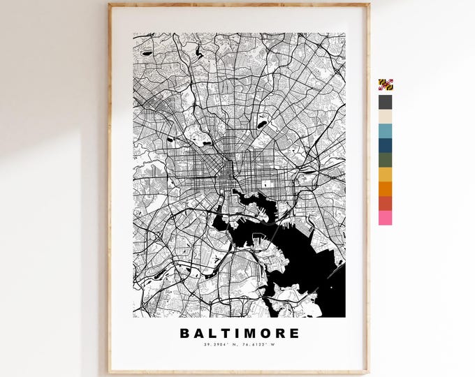 Baltimore Map Print - City Map Poster - Map Art - USA City Maps - Baltimore Print - Baltimore Poster - Minimalist City Map - Maryland