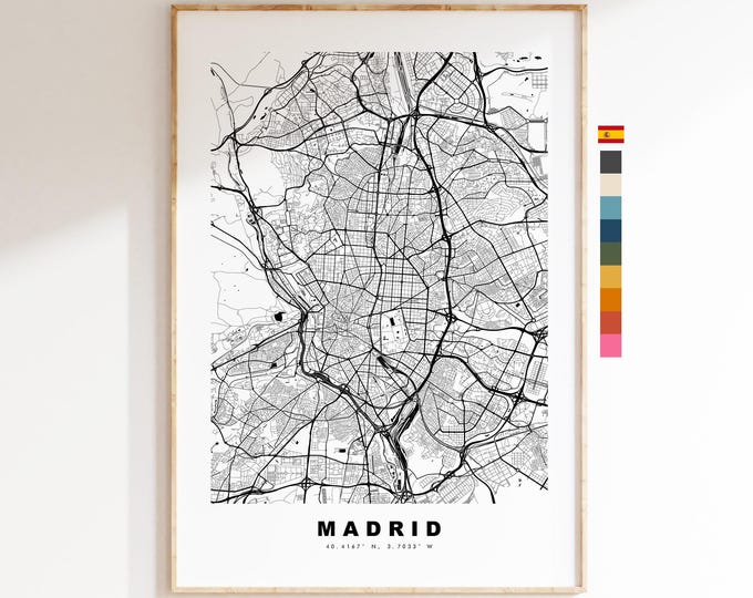 Madrid Map Print - City Map Poster - Map Art - Map Wall Art - Spain City Maps - Madrid Print - Madrid Poster - Minimalist City Map