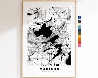 Madison Map Print - City Map Poster - Map Art - USA City Maps - Madison Print - Madison Poster - Minimalist City Map - Wisconsin