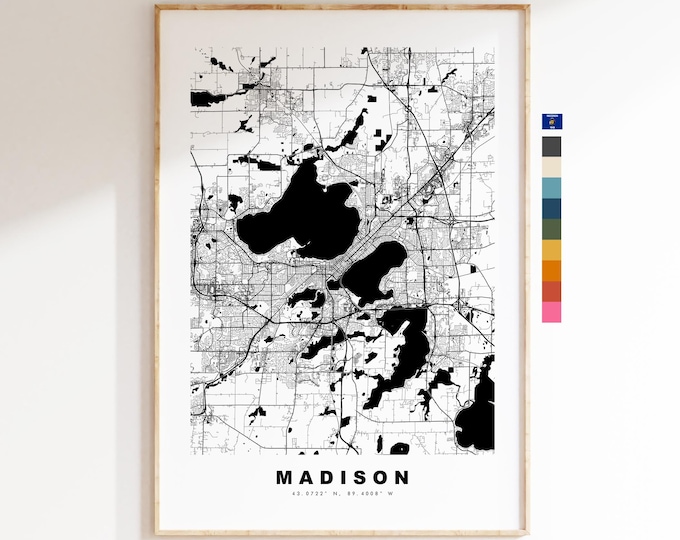 Madison Map Print - City Map Poster - Map Art - USA City Maps - Madison Print - Madison Poster - Minimalist City Map - Wisconsin