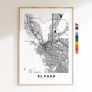 El Paso Carte de la ville Imprimer - impression de carte - art de la carte - estampes ou impressions encadrées - États-Unis