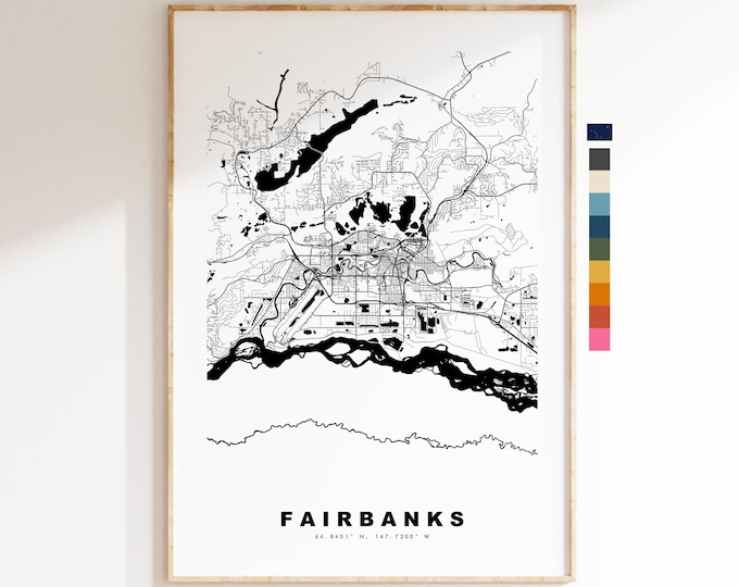 Fairbanks Map Print - City Map Poster - Map Art - USA City Maps - Fairbanks Print - Fairbanks Poster - Minimalist City Map - Alaska