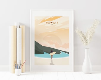 Hawaii Travel Poster - Hawaii Print - Abstract Travel Poster - Minimalist Travel Poster - Hawaii Poster - USA Travel Print - Vintage