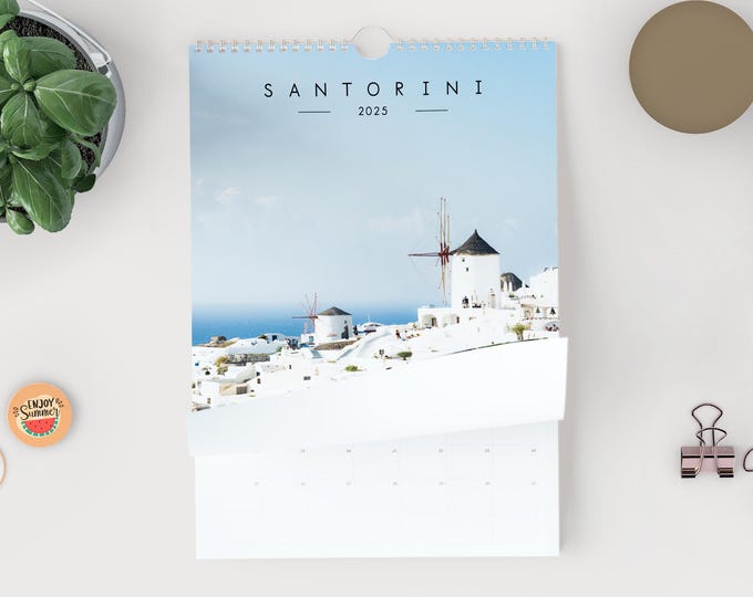 Santorini 2025 Calendar - A3 or A4 Wall Calendar - Santorini - Greece - 2025 - Calendar - 2025 Planner - Santorini Gift - Greece Calendar