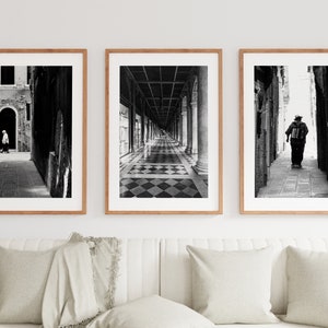 Black and White Print Set - People Photography - Venice - People Of Venice Set - St Marks Square - Monochrome - Modern - Minimalist - Art