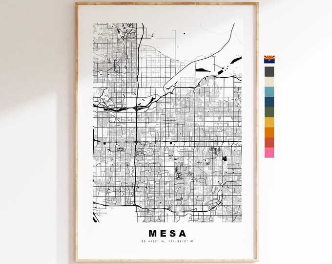 Mesa Map Print - City Map Poster - Map Art - USA City Maps - Mesa Print - Mesa Poster - Minimalist City Map - Arizona