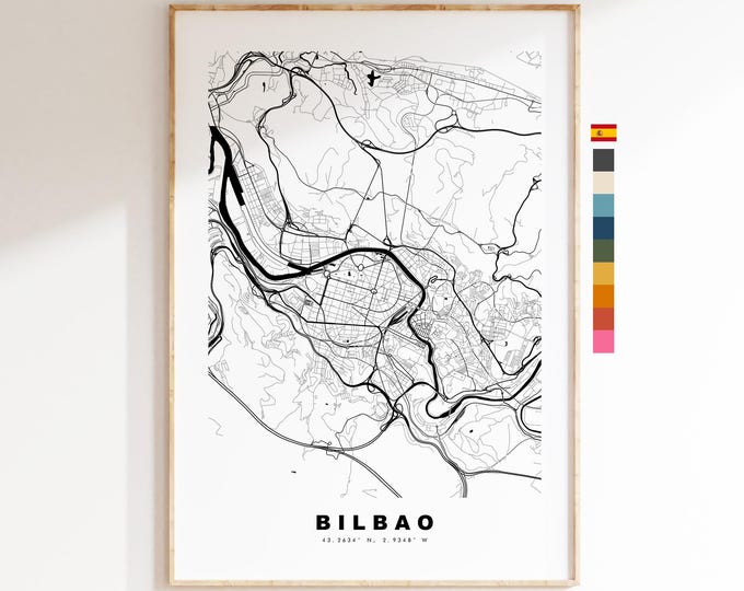 Bilbao Map Print - City Map Poster - Map Art - Map Wall Art - Spain City Maps - Bilbao Print - Bilbao Poster - Minimalist City Map