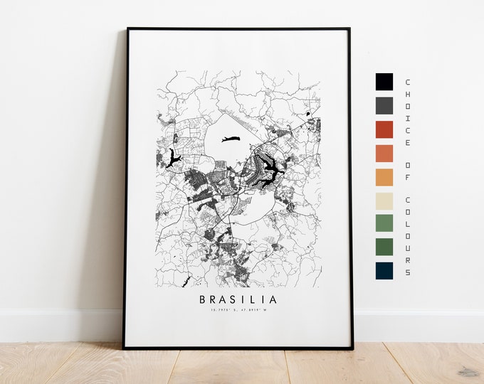 Brasilia Map Print - City Map Poster - Map Art - Map Wall Art - Brazil City Map - Brasilia Print - Brasilia Print - South America - Map