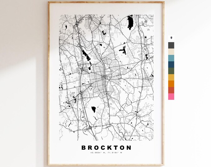 Brockton Map Print - City Map Poster - Map Art - USA City Maps - Brockton Print - Brockton Poster - Minimalist City Map - Massachusetts