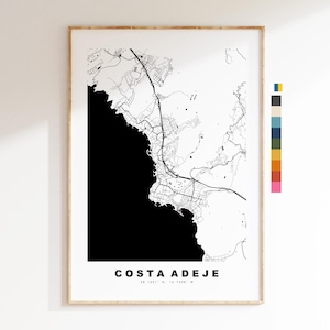 Costa Adeje Mapa de la ciudad - impresión de mapas - arte del mapa - impresiones o impresiones enmarcadas