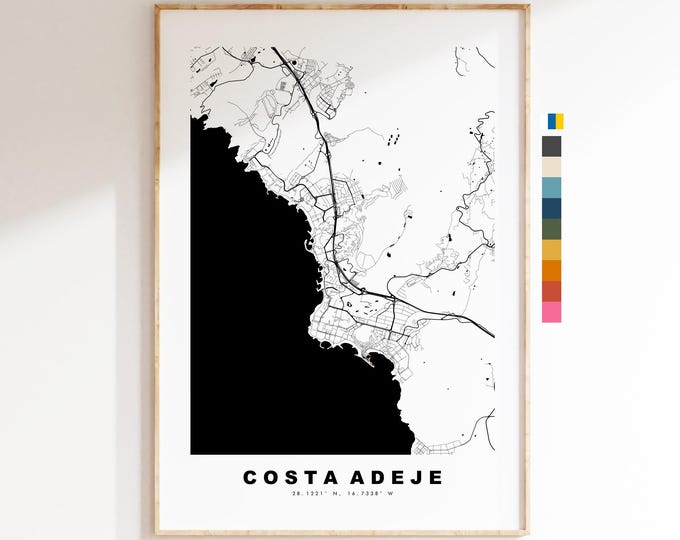 Costa Adeje Map Print - City Map Poster - Tenerife - Map Wall Art - Spain City Maps - Print - Adeje - Las Americas - Minimalist City Map