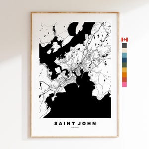 Saint John Stadtplandruck – Kartendruck – Kartenkunst – Drucke oder gerahmte Drucke – minimalistisch – Canada