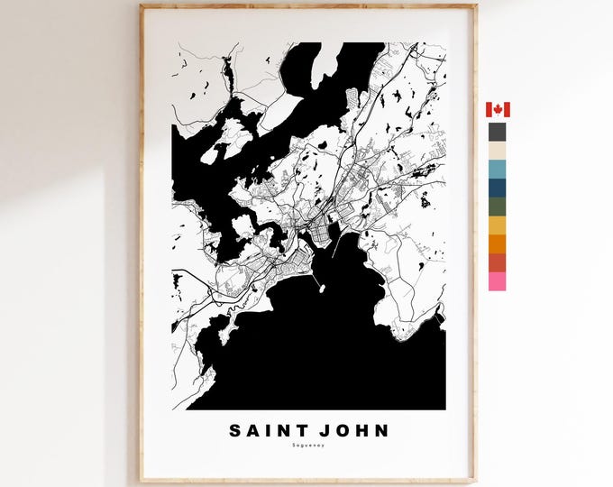 Saint John Map Print - City Map Poster - Map Art - Map Wall Art - Canada City Maps - Saint John Print - Poster - Minimalist City Map