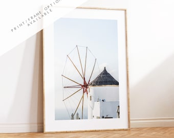 Santorini Windmills Photography Print - Greece - Print - Poster - Santorini Photography - Greece Wall Art - Windmill - Portrait - Greek