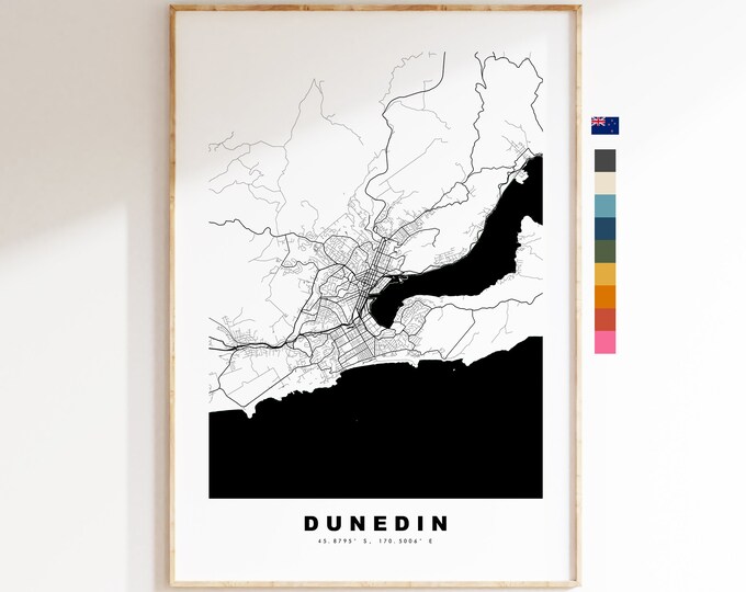 Dunedin Map Print - City Map Poster - Map Wall Art - New Zealand City Maps - Dunedin Print - Dunedin Poster - Minimalist City Map