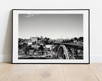 Porto Black and White Photography Print  - Dom Luis Bridge - Douro - Oporto - Fine Art Photography - Porto Print - Porto Poster - Portugal