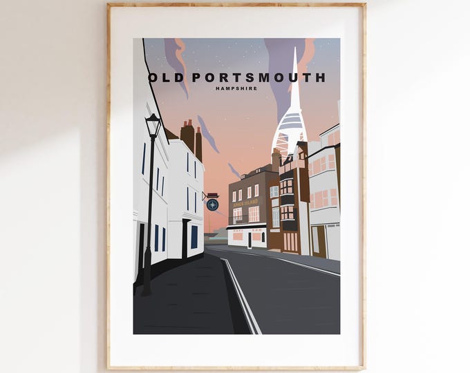 Old Portsmouth Travel Poster (Sunset) - Wall Art Print - Southsea and Portsmouth Travel Posters -  - Prints or Framed Prints