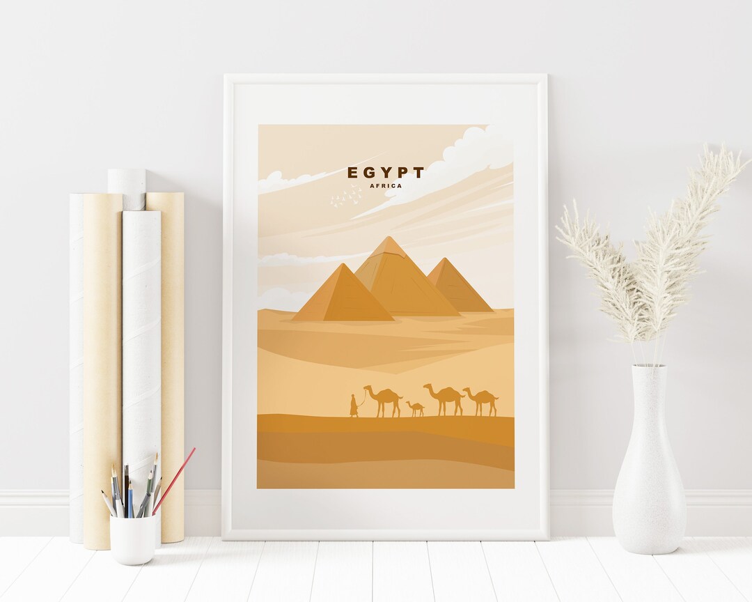 Egypt Print - Travel Poster - Pyramids - Abstract Travel Poster ...