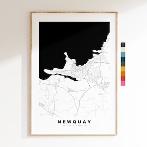 Newquay Karte Print - Minimalistische Stadt Karte Poster - Karte Wandkunst - UK - Newquay Print - Newquay Poster - verschiedene Farben erhältlich