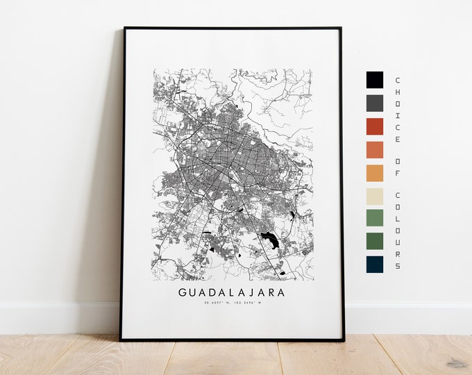 Guadalajara Map Print - City Map Poster - Map Art - Map Wall Art - Guadalajara Map - Guadalajara Print - Mexico Poster - Art - North America
