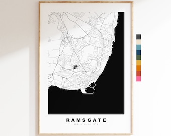 Ramsgate Map Print - Minimalist City Map Poster - Map Art - UK - Ramsgate Print - Ramsgate Poster - Different Colours Available