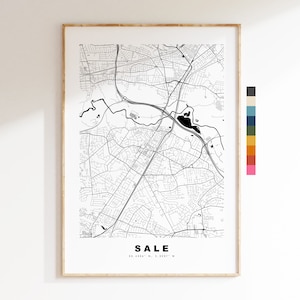 Impression de carte de vente - Poster de carte de la ville minimaliste - Art de carte - Royaume-Uni - Impression de vente - Vente Manchester - Poster - Différentes couleurs disponibles