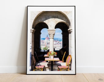 Fishermans Bastion - Budapest Photography Print - Fine Art Photography - Budapest Print - Cafe - Photography Print - Poster - Framed