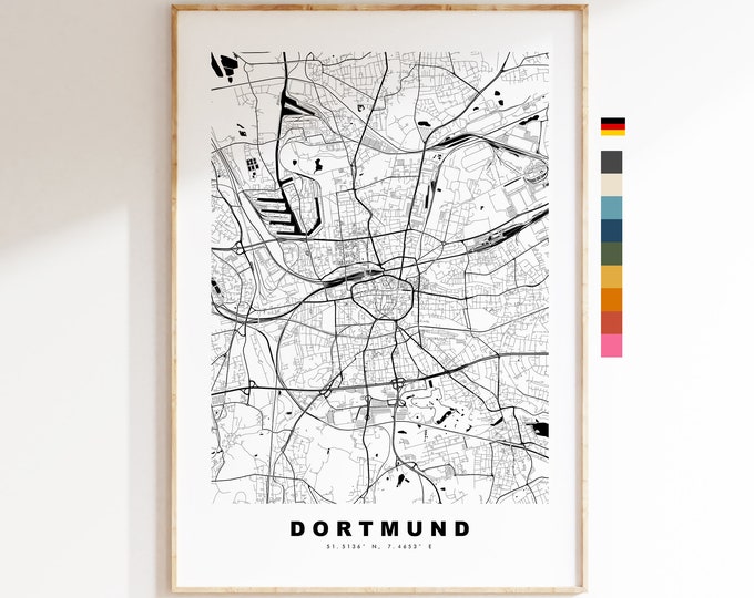 Dortmund Map Print - City Map Poster - Map Wall Art - Germany City Maps - Dortmund Print - Dortmund Poster - Minimalist City Map - Germany