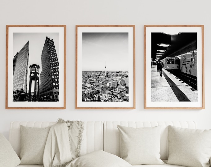Berlin Print Set of Three - Black and White Photography - Fine Art Photography Print Set - Berlin Wall Art - Minimalist - Modern - Germany
