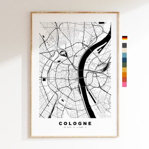 Cologne Map Print - City Map Poster - Map Wall Art - Germany City Maps - Köln Print - Köln Poster - Minimalist City Map - Germany